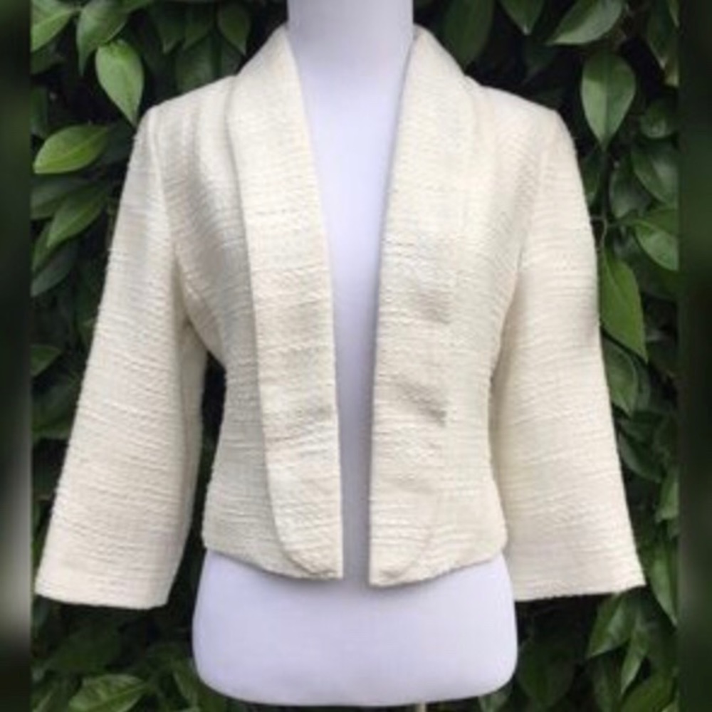 Jennifer Lopez tweed blazer in cream/ ivory